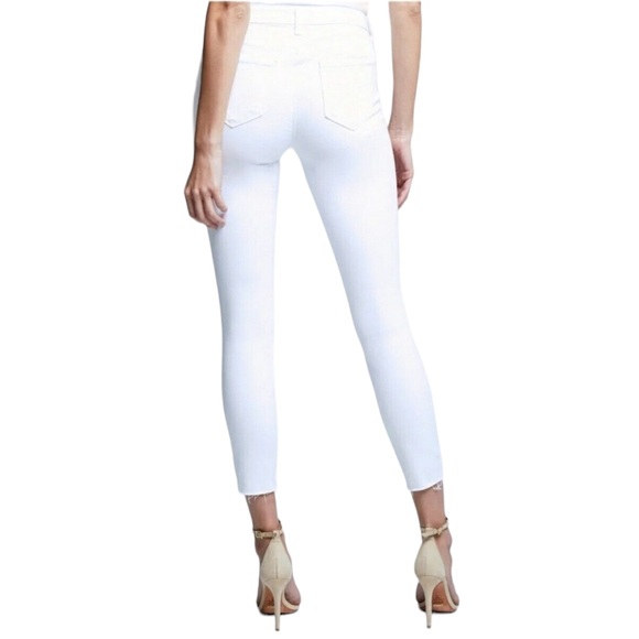 L'AGENCE Jeans Lagence Margo High Rise Skinny Ripped Knee White Denim Jeans Poshmark